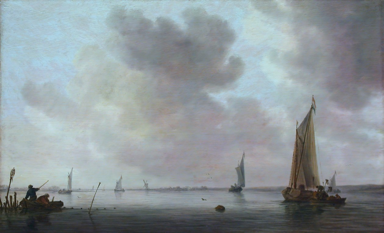 Fiskerbåde ud for en flodmunding, 1633. af Jan van Goyen