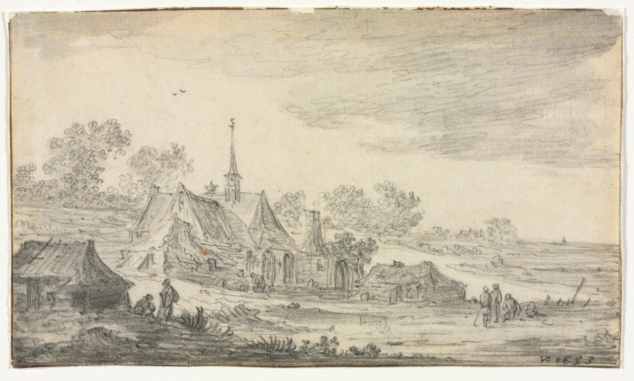 Gruppe af bygninger på en kyst af Jan van Goyen