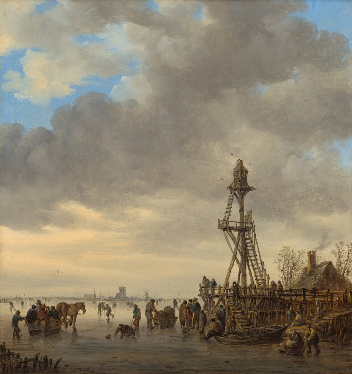 Isscene nær et træudsigtstårn af Jan van Goyen