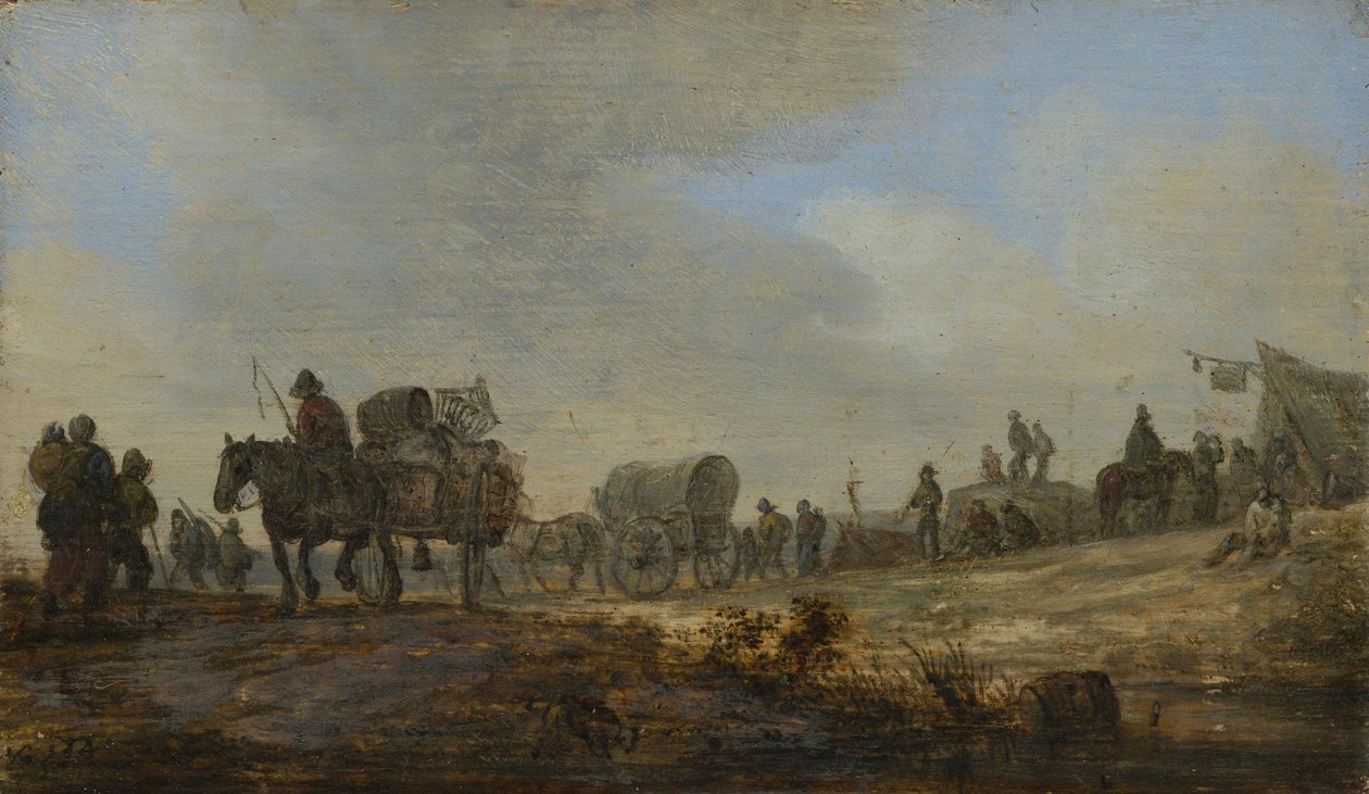 Landskab med en bondevogn af Jan van Goyen