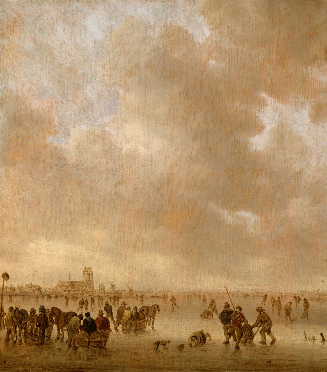 På isen ved Dordrecht af Jan van Goyen