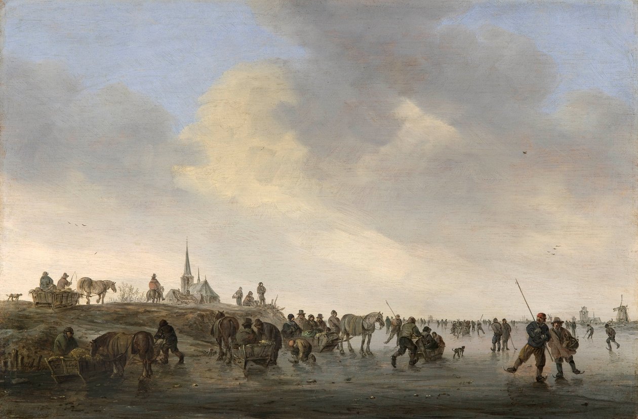 Skøjteløb på Merwede nær Dordrecht af Jan van Goyen