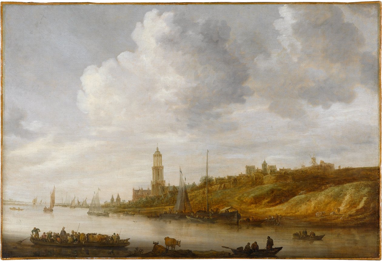 Overfart over Rhinen ved Rhenen af Jan van Goyen