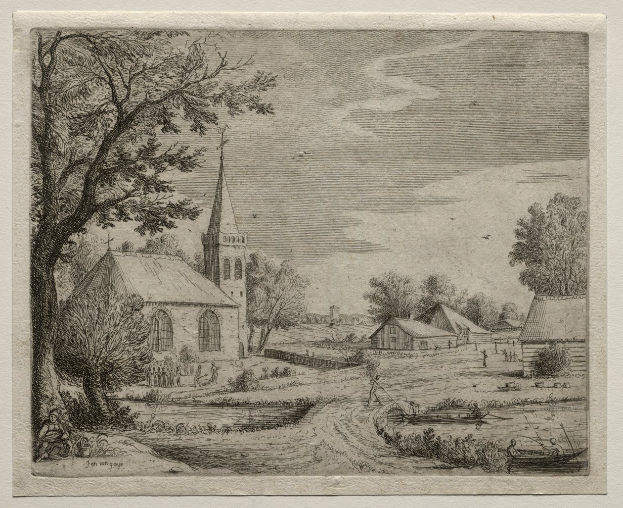Landsby Kirke af Jan van Goyen