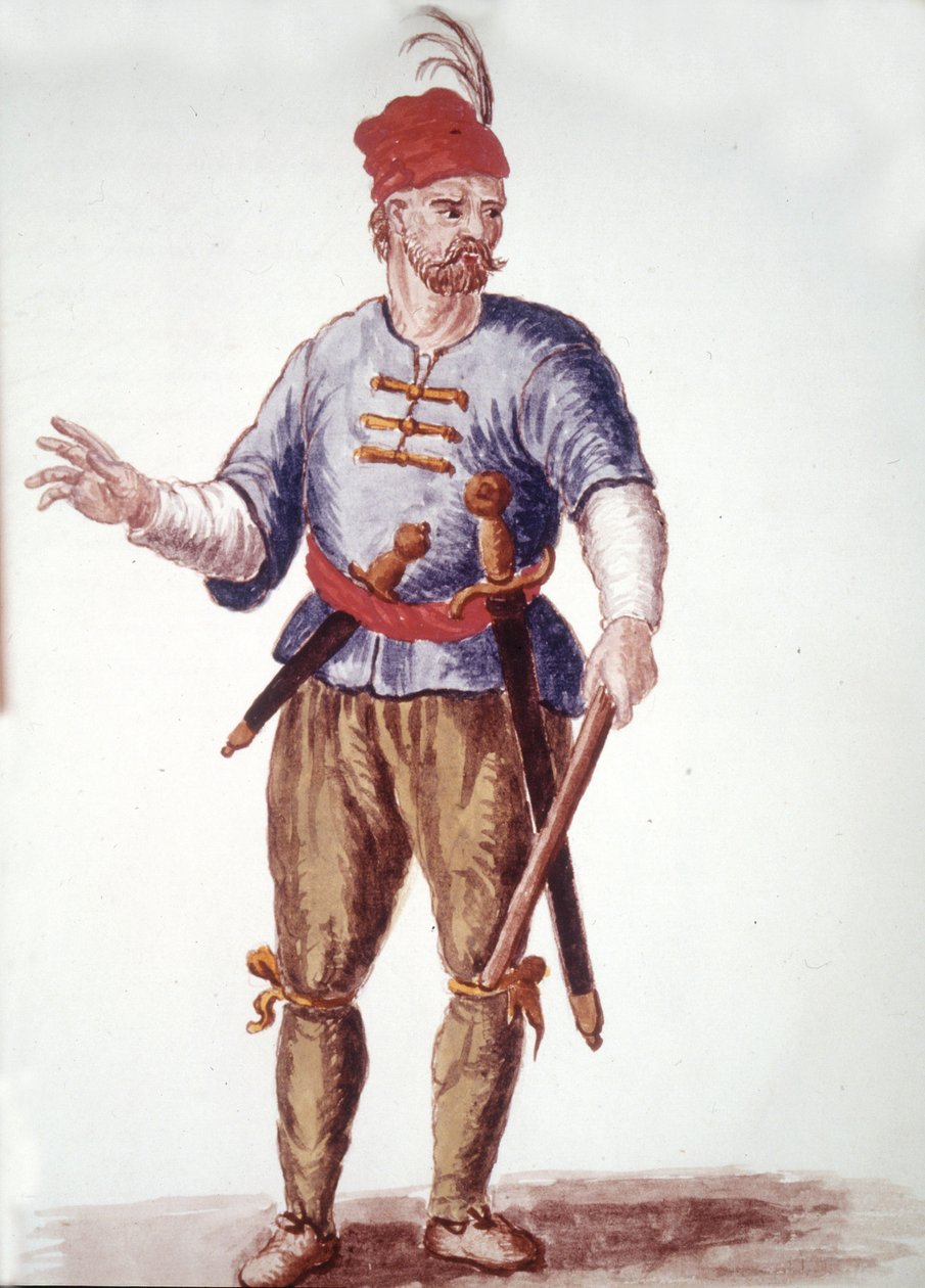 Et galleri i det 18. århundrede. Akvareltegning og blæk fra manuskriptet "Venitianernes skikke"" af Jan van Grevenbroeck (eller Giovanni Grevembroch (Grevenbroch) (1731-1807) af Jan van Grevenbroeck