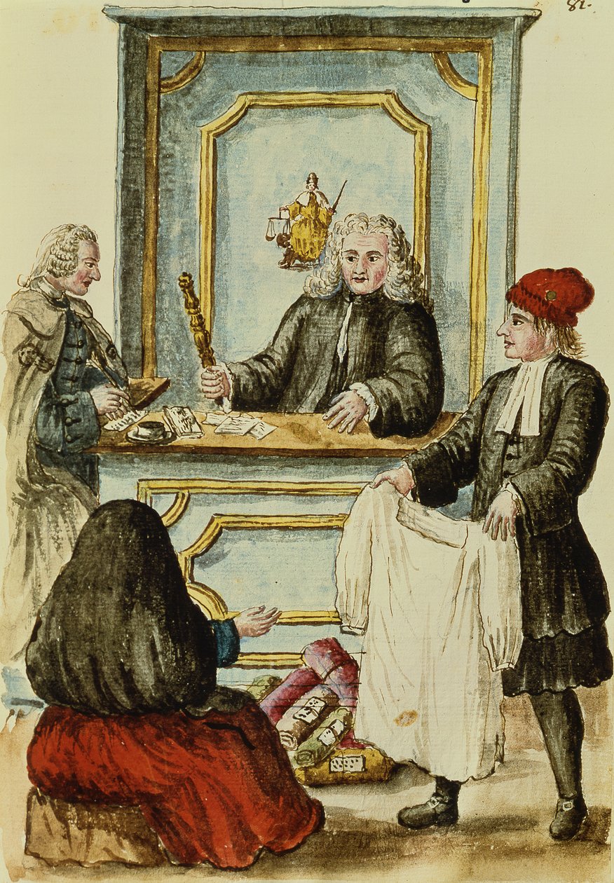En auktion (wc på papir) af Jan van Grevenbroeck