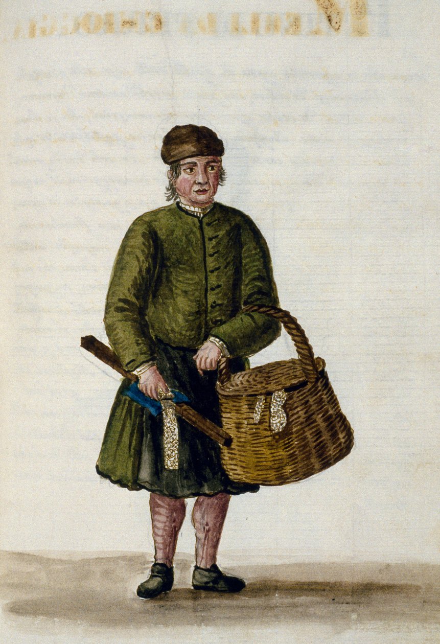 Chioggiansk blondehandler, illustration fra manuskript af venetianske klæder, bind IV, c 68, af Jan Grevenbroeck (1731-1807), akvarel, Italien af Jan van Grevenbroeck