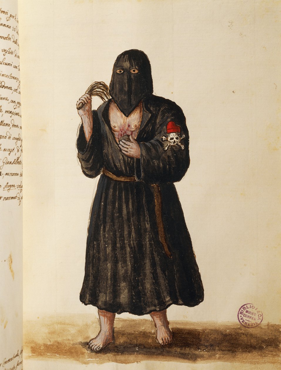 Confraternity of Penitents, der ledsager vigtige borgeres begravelsesoptog til Markusbasilikaen i Venedig, bind II, f 89, af Giovanni di Grevembroch eller Grevenbroch (1731-1807) af Jan van Grevenbroeck
