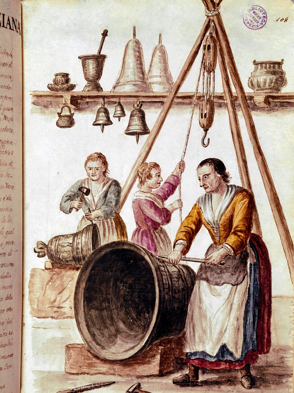 Håndværk: klokkemageren Akvareltegning og blæk efter et manuskript af Jan van Grevenbroeck (eller Giovanni Grevembroch (Grevenbroch) (1731-1807) af Jan van Grevenbroeck