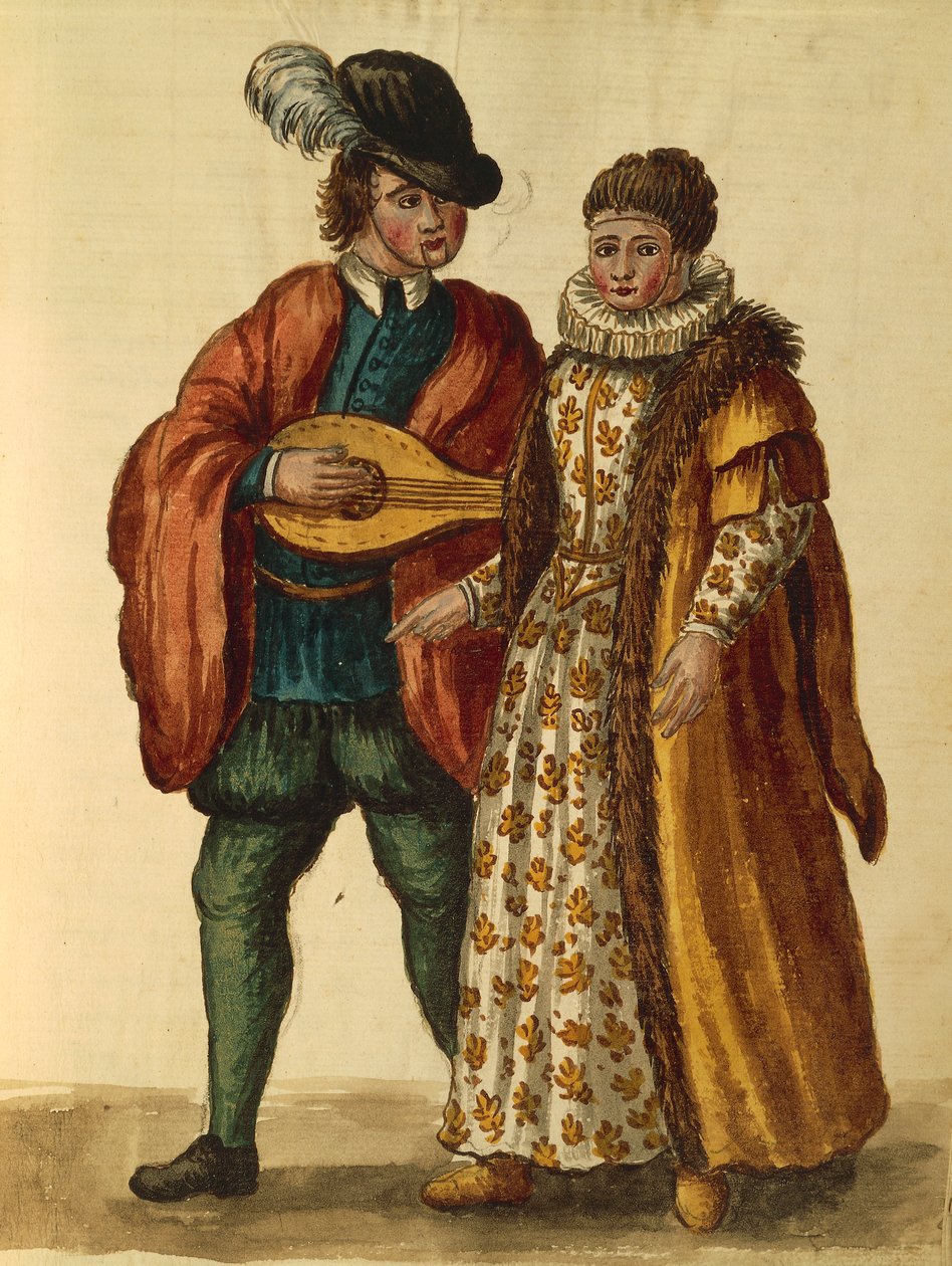 Gli Abiti de Veneziani af Jan van Grevenbroeck eller Giovanni Grevembroch, illustreret bog med kostumer og masker, akvarel af Jan van Grevenbroeck