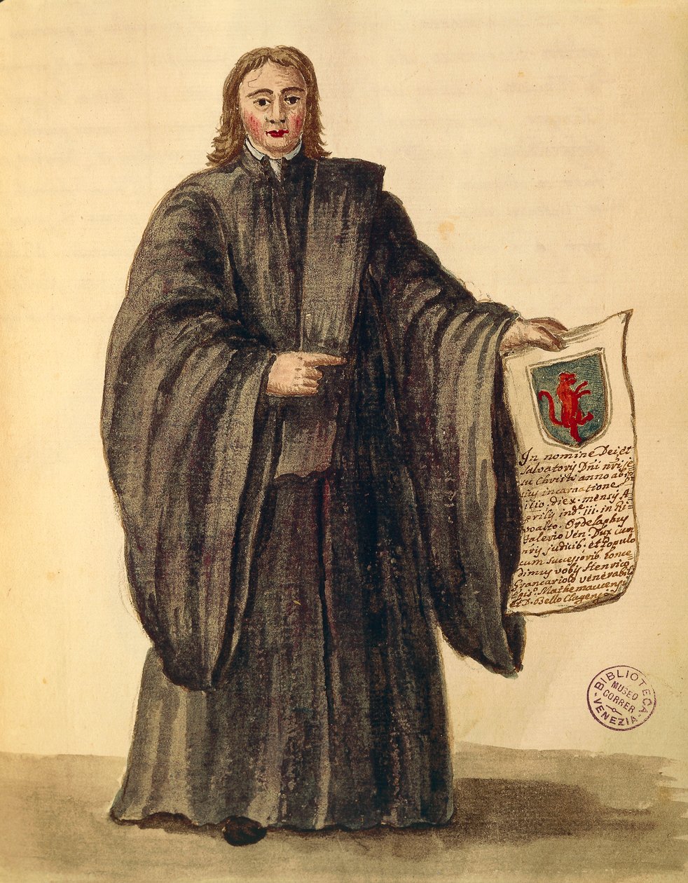 Den store kansler for byen Chioggia, af Jan van Grevenbroeck eller Giovanni Grevembroch (1731-1807), Gli Donne de Veneziani, fra illustreret bog med kostumer, akvarel af Jan van Grevenbroeck