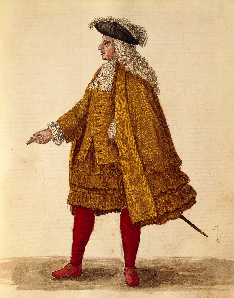 Ridderkåbe, af Jan van Grevenbroeck eller Giovanni Grevembroch (1731-1807), Gli Donne de Veneziani, fra illustreret bog med kostumer, akvarel af Jan van Grevenbroeck