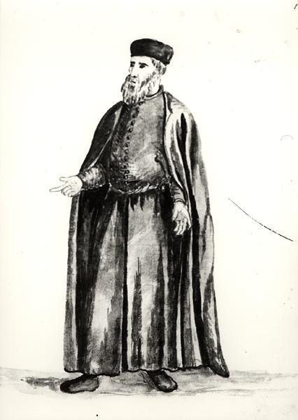 Leder af arbejderne fra det venetianske arsenal (akvarel på papir) (s/h foto) af Jan van Grevenbroeck