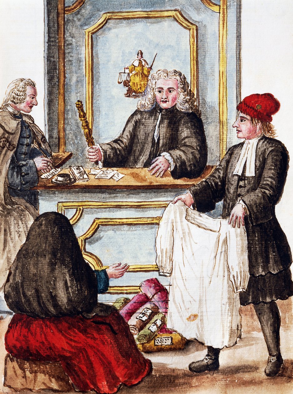 Pantelåner, illustration fra illustreret bog med venetianske kostumer, af Jan Grevenbroeck (1731-1807), akvarel, Italien af Jan van Grevenbroeck