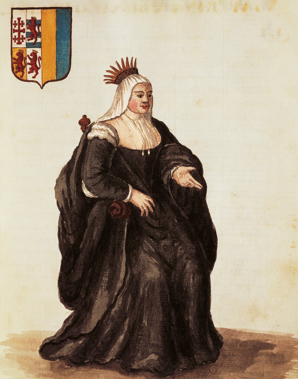 Portræt af Caterina Cornaro, af Giovanni Grevembroch, gravering af Jan van Grevenbroeck