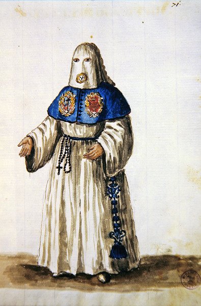 Klæder fra korsets lidelses broderskab (pen & blæk og wc på papir) af Jan van Grevenbroeck