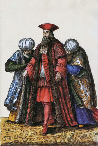 Ambassadøren for Republikken Venedig og Konstantinopel (pen & blæk og wc på papir) af Jan van Grevenbroeck