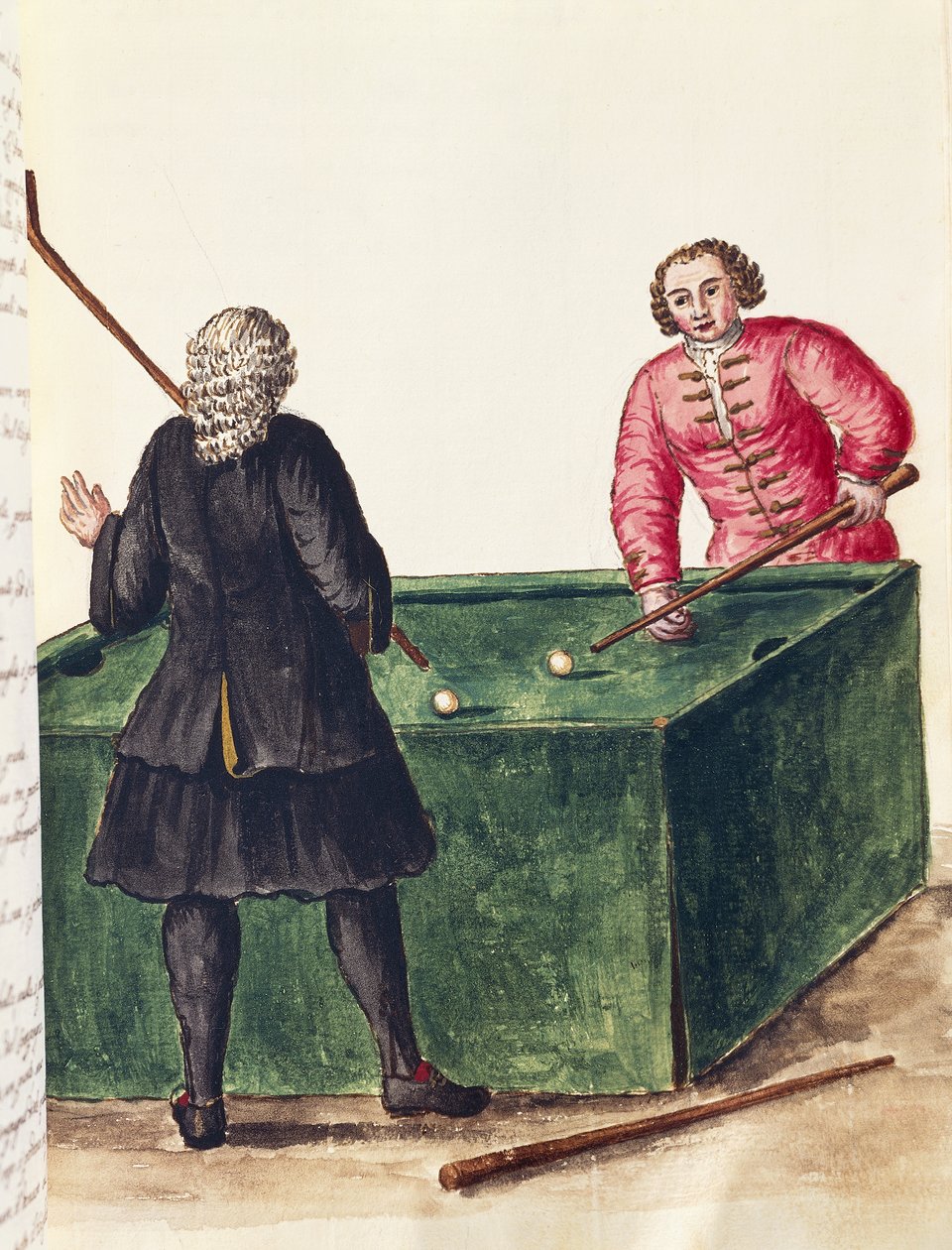 To venetianske adelsmænd, der spiller billard, af Jan Grevenbroeck (1731-1807), gravering, Italien af Jan van Grevenbroeck