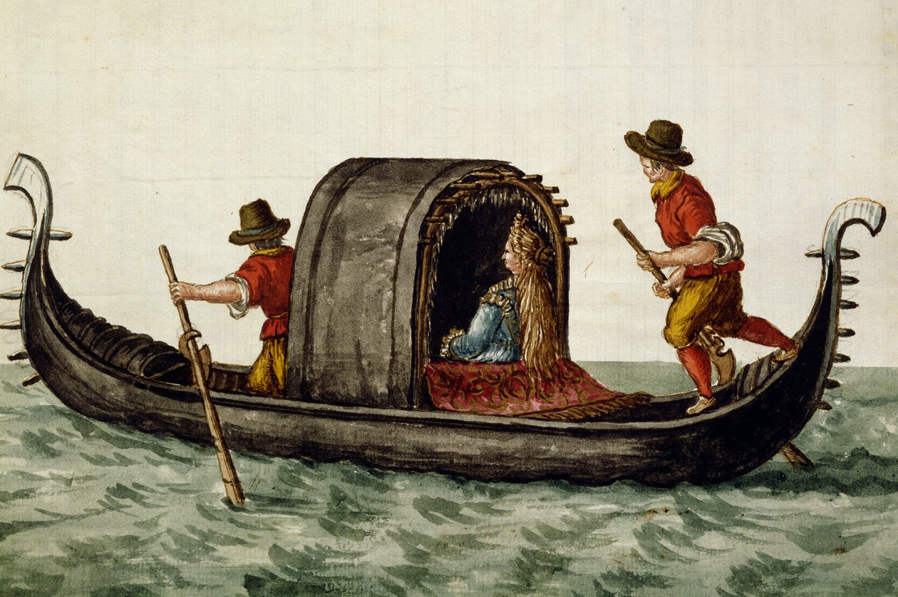 Venetiansk brud bliver taget med gondol til sit bryllup, af Jan Grevenbroeck (1731-1807), Italien af Jan van Grevenbroeck