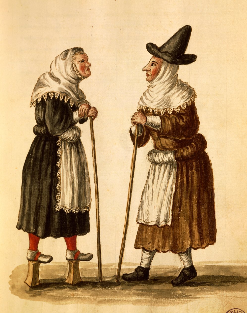 Venetianske masker i brug i det 16. århundrede, akvarel af Giovanni Grevembroch, Italien af Jan van Grevenbroeck