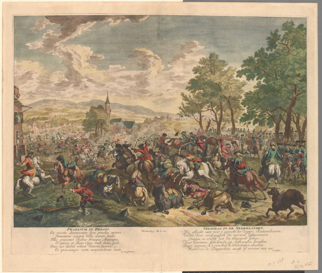Rytterslag, c. 1702 Praelium i Belgien / Slaget om Holland (titel på objekt) af Jan van Huchtenburg
