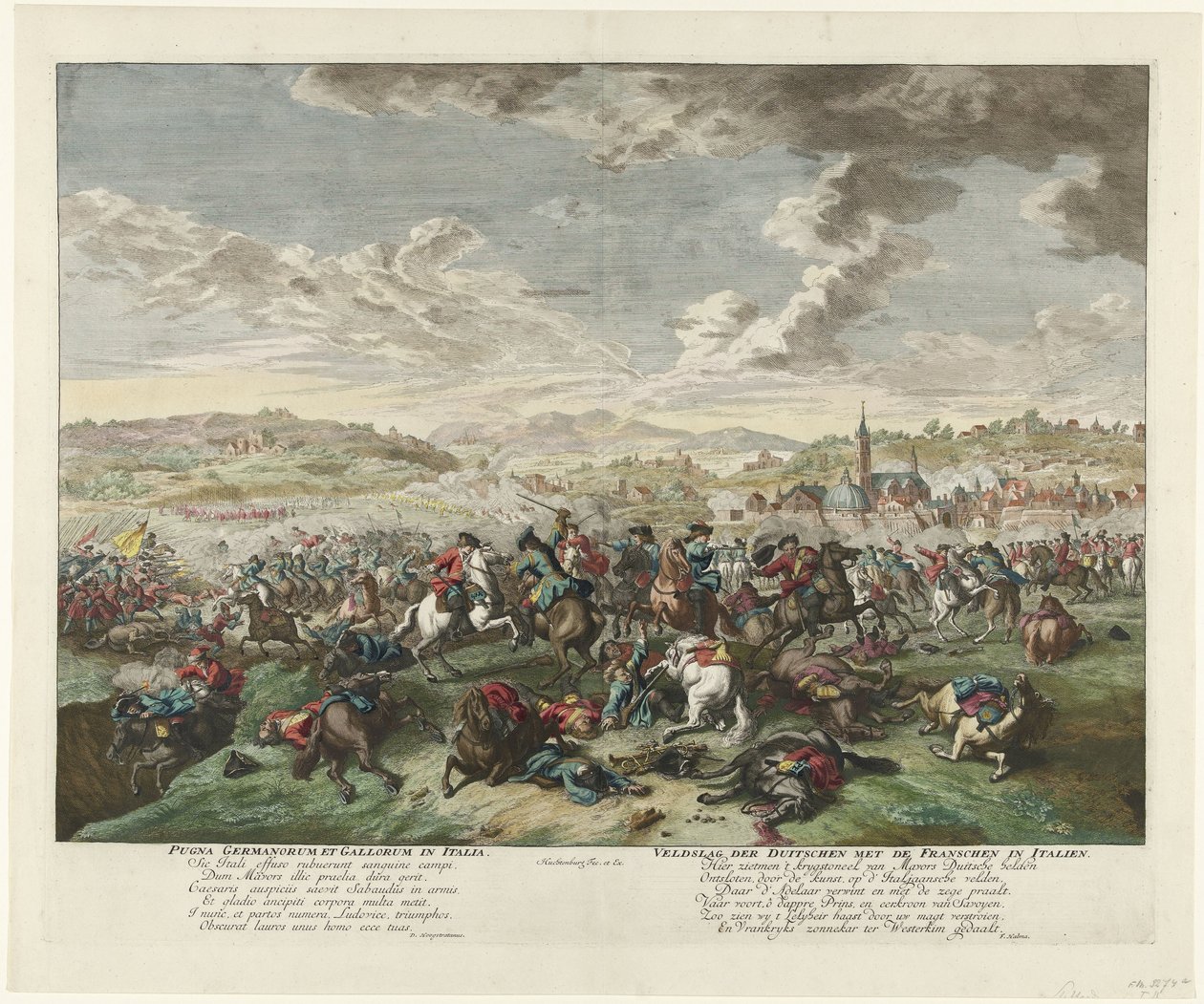 Rytterslag i Norditalien, ca. 1702-1703 Pugna Germanorum et Gallorum in Italia / Tyskernes slag med franskmændene i Italien (titel på objektet) af Jan van Huchtenburg