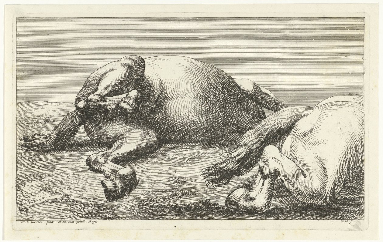 To faldne heste, den højre set fra siden Dead Horses (serietitel) af Jan van Huchtenburg