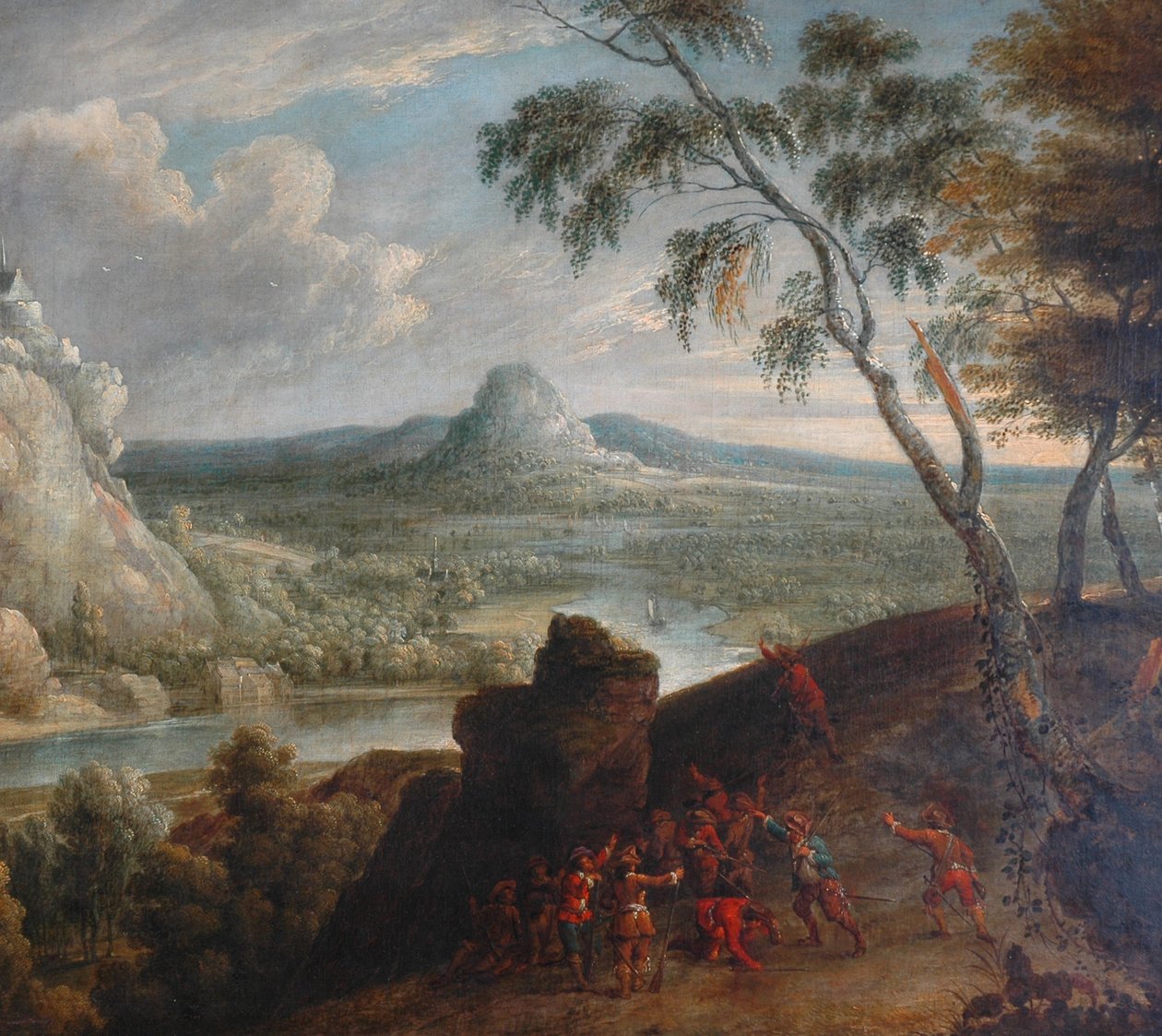 Landskab med Banditti i baghold af Jan van Huchtenburgh