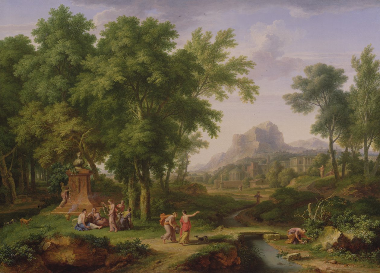 Arkadisk landskab med en buste af flora, 1724-25 (par til 68872) af Jan van Huysum