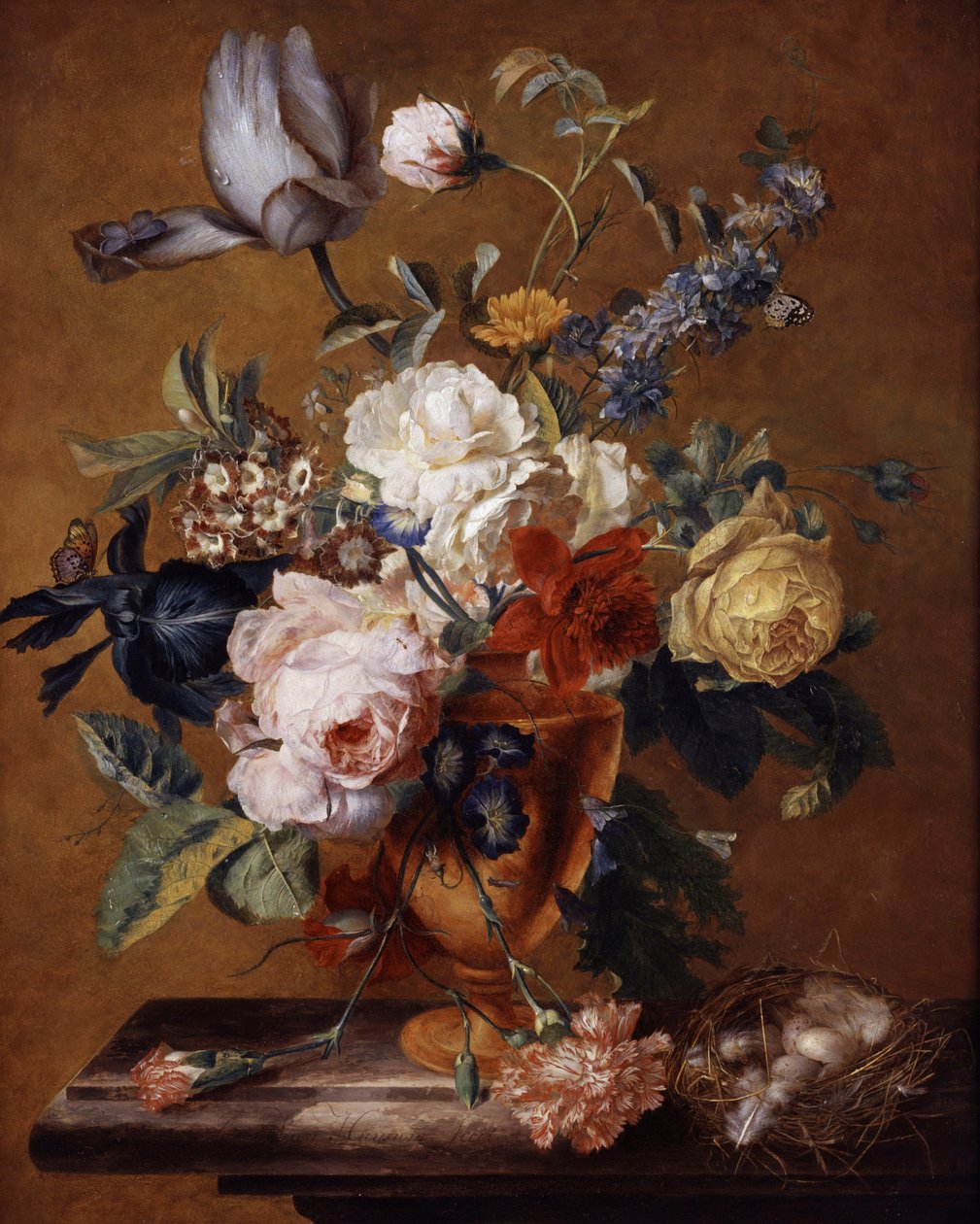 Blomster i en vase. Maleri af Jan van Huysum (1682-1749) Privat samling. af Jan van Huysum