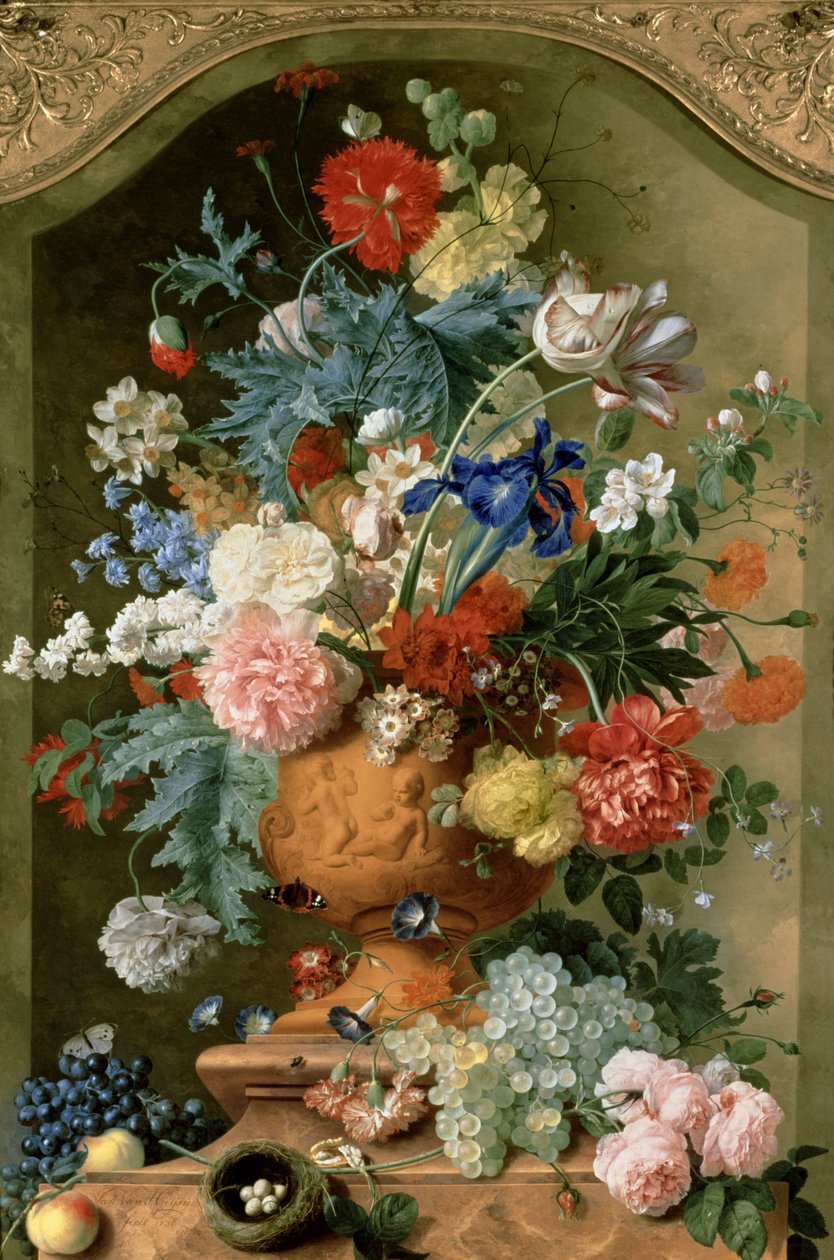 Blomster i en terracotta vase, 1736 af Jan van Huysum