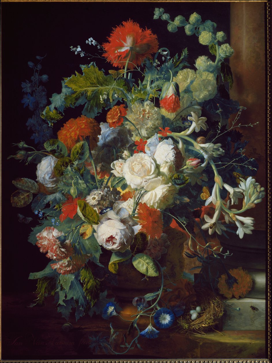 Stilleben. Blomsterkurv. (olie på lærred af Jan van Huysum