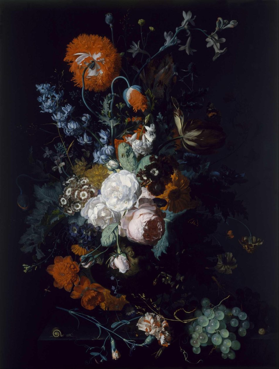 Stilleben med blomster og frugt af Jan van Huysum
