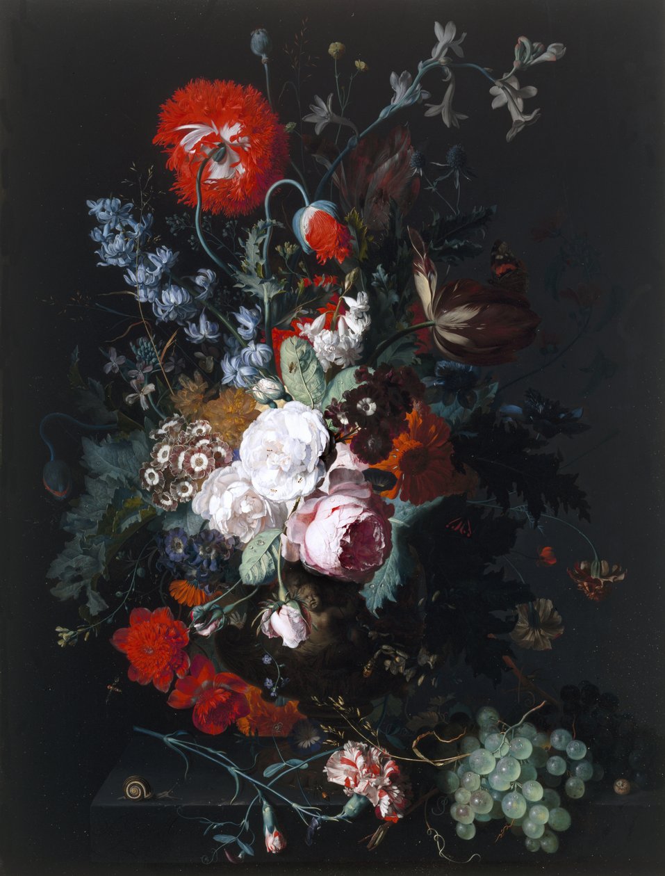 Stilleben af blomster og frugt, ca. 1715 af Jan van Huysum
