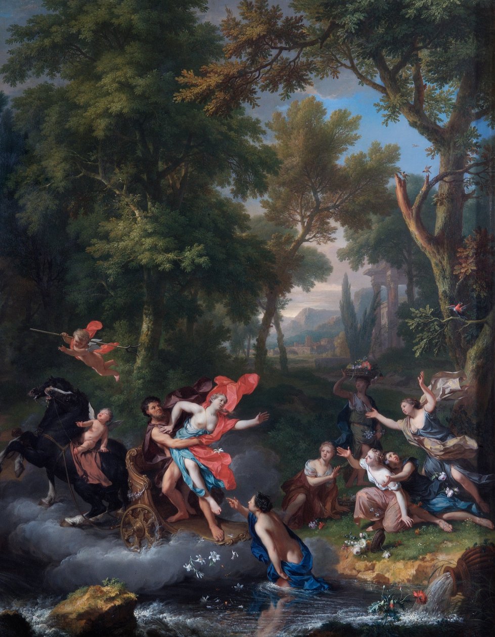 The Rape of Proserpina (olie på egetræspanel) af Jan van Huysum
