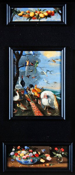 Stilleben tableauer - krans af frugt, forskellige fugle, buketter af Jan van Kessel the Elder