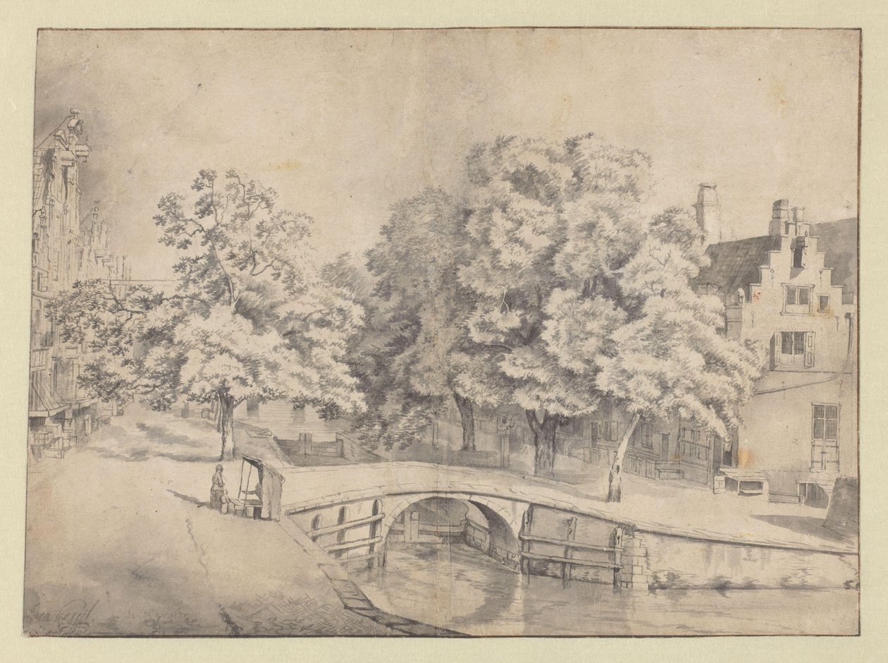 Udsigt over Leidsegracht i Amsterdam, set fra Keizersgracht af Jan van Kessel