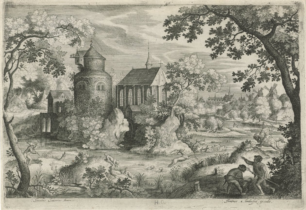 Hjortejagt ved et kapel af Jan van Londerseel