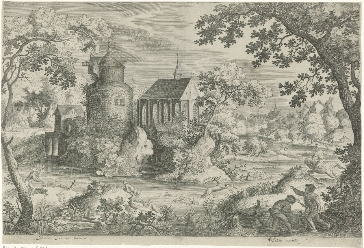 Hjortejagt ved et kapel af Jan van Londerseel