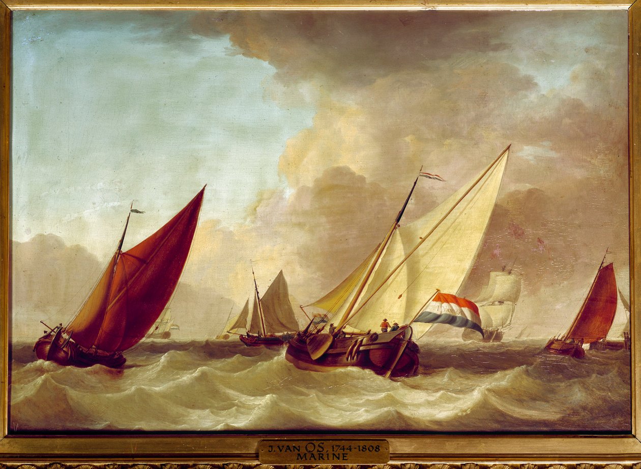 Marinemaleri af Jan van Os (1744-1808) 1700-tallet søn. 0,52 x 0,73 m af Jan van Os