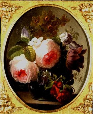 Roser og andre blomster i en vase af Jan van Os