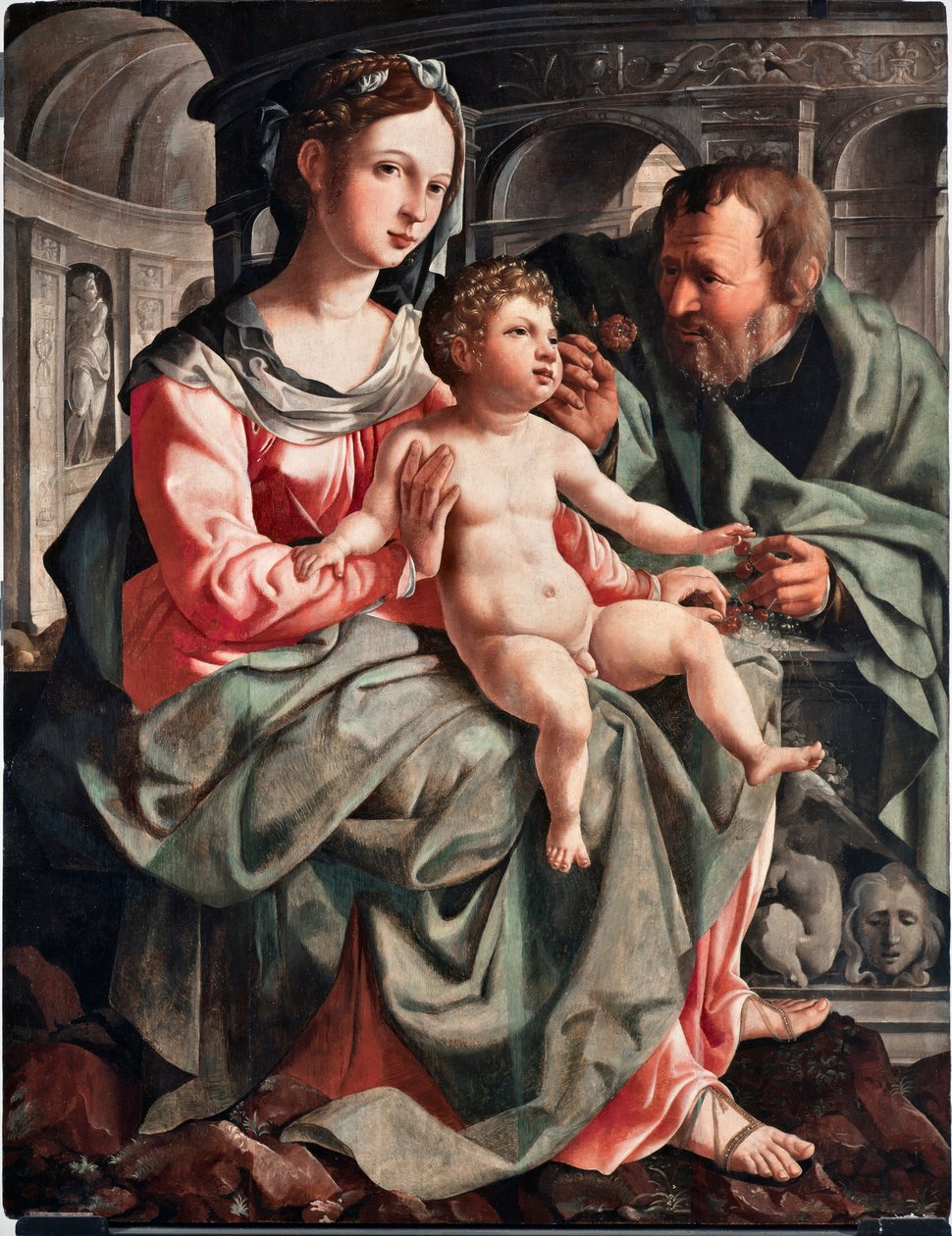 Hellig familie Maleri af Jan Van Scorel (1495-1562) 1522 Dim 130x100 cm Genes, Musei di Strada Nuova (ex Palazzo Bianco) Italien af Jan van Scorel