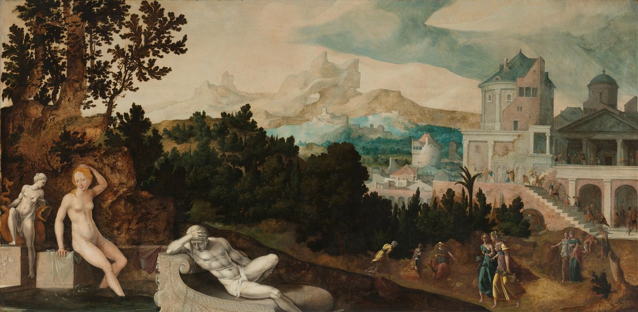 Landskab med Batseba, ca. 1540-45 af Jan van Scorel
