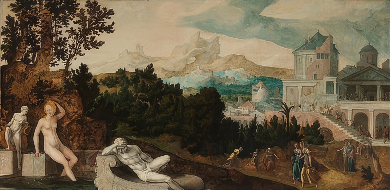 Landskab med Batseba. Omkring 1540-45 af Jan van Scorel