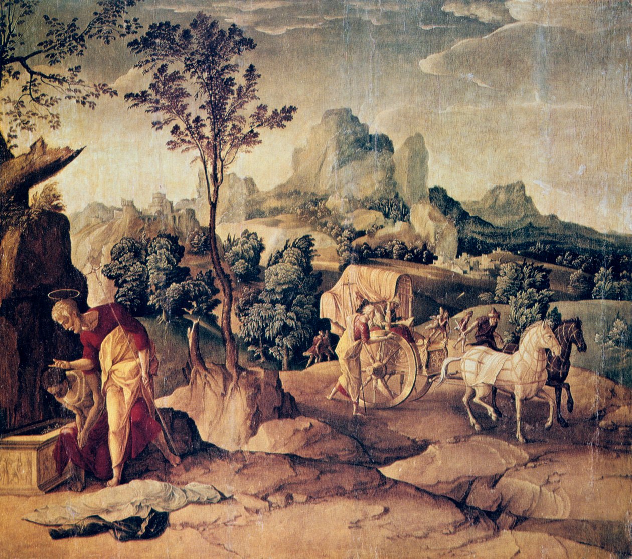 Apostlen Filip døber eunukken, 1500-tallet. af Jan van Scorel
