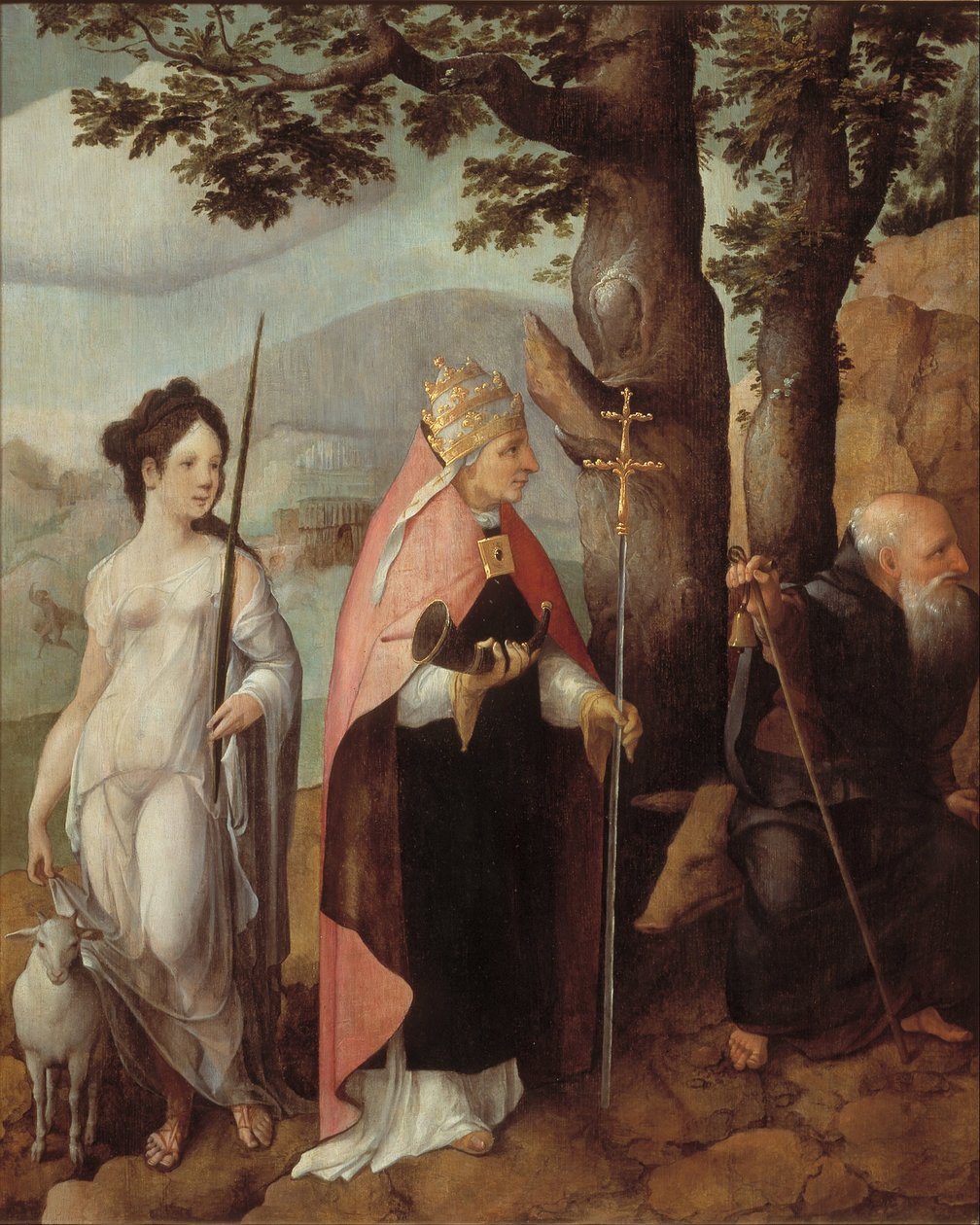 Triptykon med Kristi indtog i Jerusalem, helgener og på ydersiden af fløjene, Van Lokhorst-familiens protektorer af Jan van Scorel