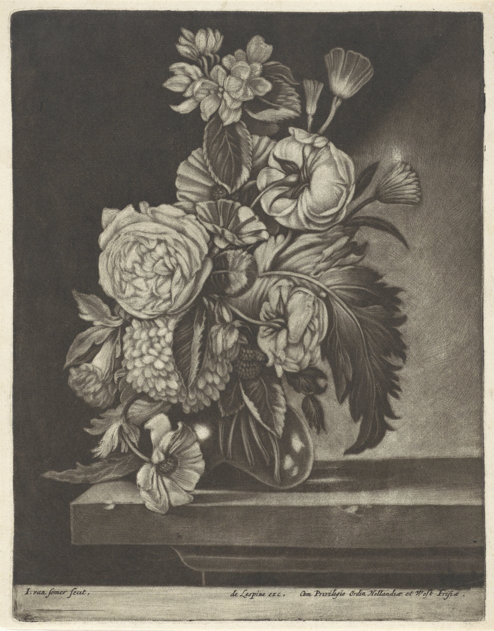 Blomster i en glasvase af Jan van Somer