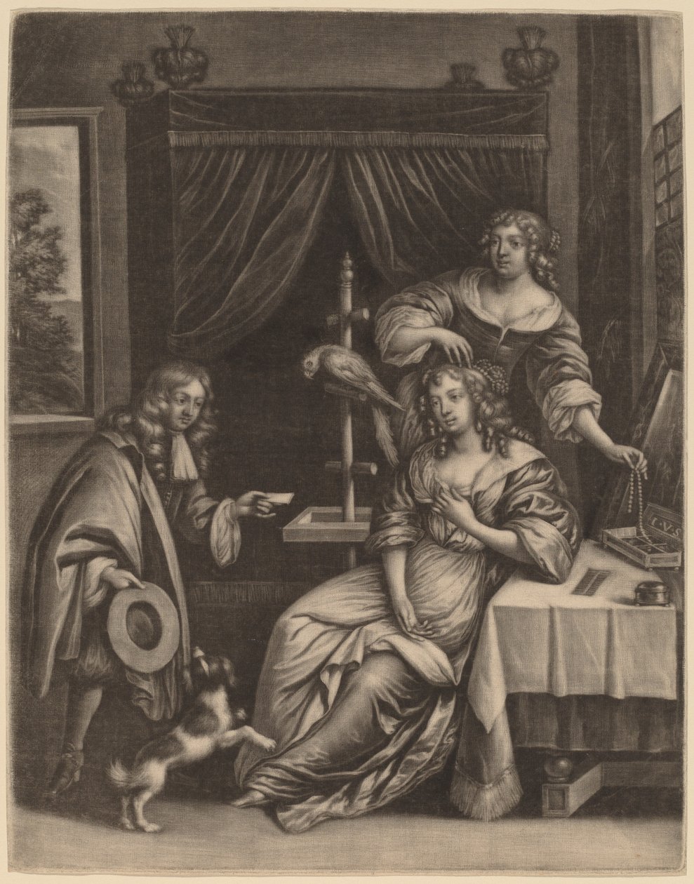 Dreng, der leverer et brev til en kvinde af Jan van Somer