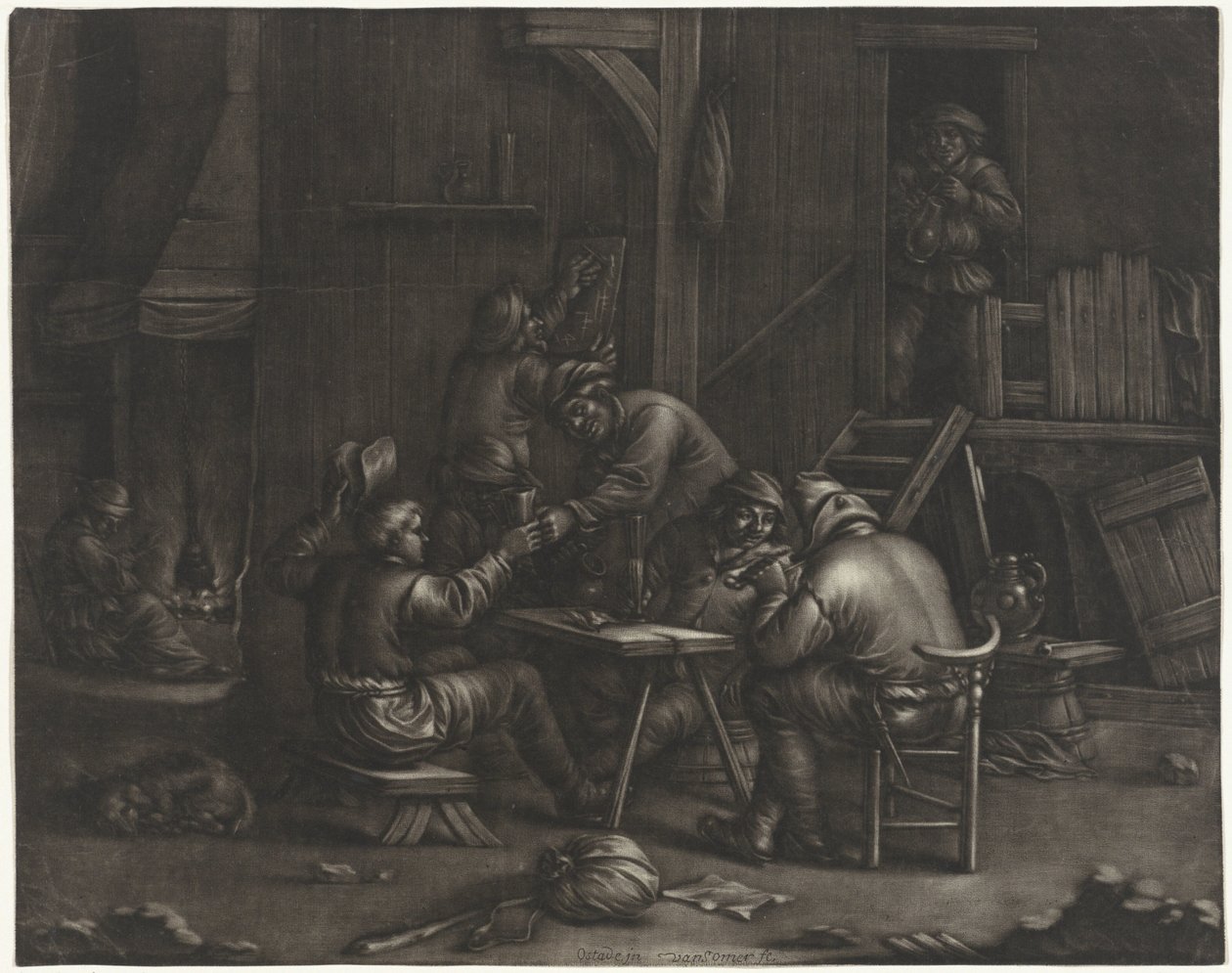 Kro med drikkende mænd af Jan van Somer