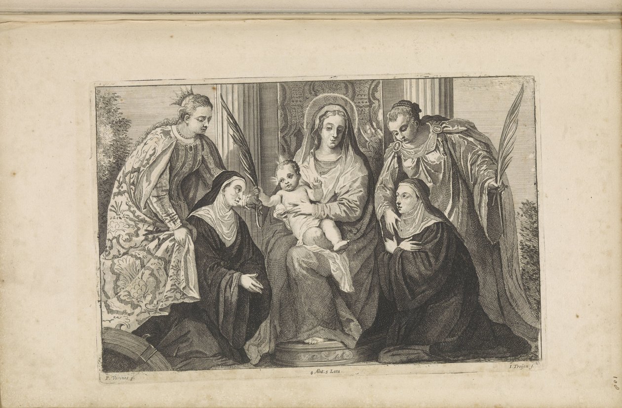 Maria med Kristusbarnet, Saint Lucia, Saint Catherine of Alexandria og to grundlæggere af Jan van Troyen